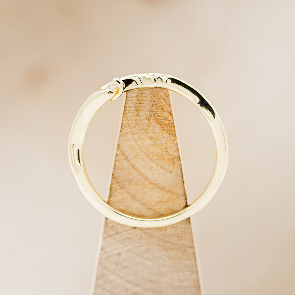 "ARTEMIS" STACKER - 14K GOLD ANTLER-STYLE STACKING BAND WITH A SINGLE DIAMOND ACCENT-5