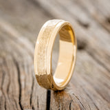 "SEDONA" - RAISED HAMMERED CENTER WEDDING RING FEATURING A 14K GOLD BAND-4