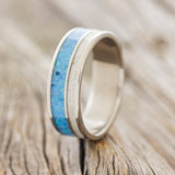 "RAPTOR" - ANTLER & BLUE OPAL WEDDING BAND - READY TO SHIP-1