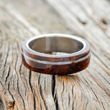 "REMMY" - REDWOOD & MOTHER OF PEARL WEDDING RING - READY TO SHIP-3