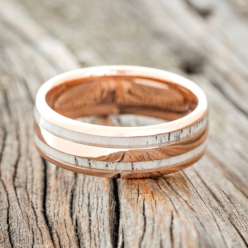 "RYDER" - ANTLER WEDDING RING FEATURING A 14K GOLD BAND-3