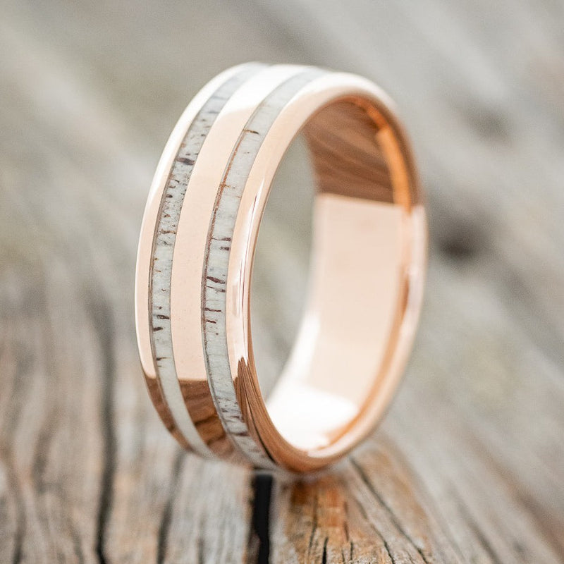 "RYDER" - ANTLER WEDDING RING FEATURING A 14K GOLD BAND-1