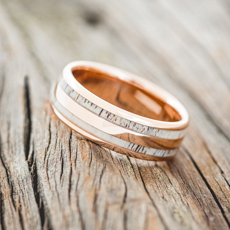 "RYDER" - ANTLER WEDDING RING FEATURING A 14K GOLD BAND-2