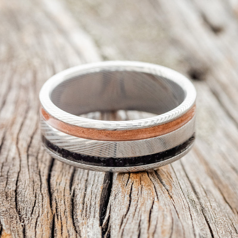 "RYDER" - POWDERED COPPER & JET STONE WEDDING BAND - READY TO SHIP-6