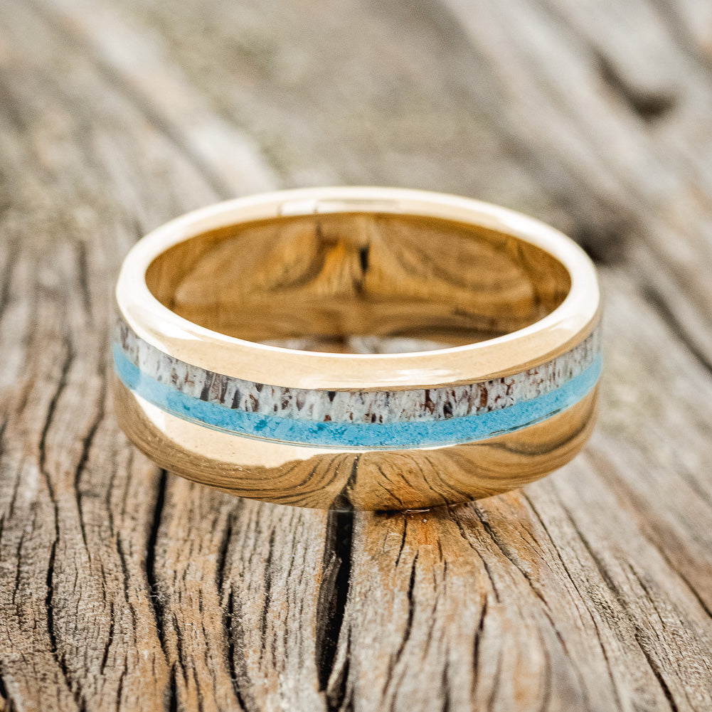 "CASTOR" - TURQUOISE & ANTLER WEDDING BAND-9