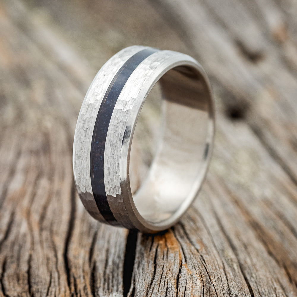 "NIRVANA" - MATCHING SET OF PATINA COPPER WEDDING BANDS WITH HAMMERED FINISHES-2