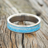 "RAINIER" - TURQUOISE & OFFSET ANTLER WEDDING BAND - READY TO SHIP-3