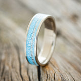 "RAINIER" - TURQUOISE & OFFSET ANTLER WEDDING BAND - READY TO SHIP-1