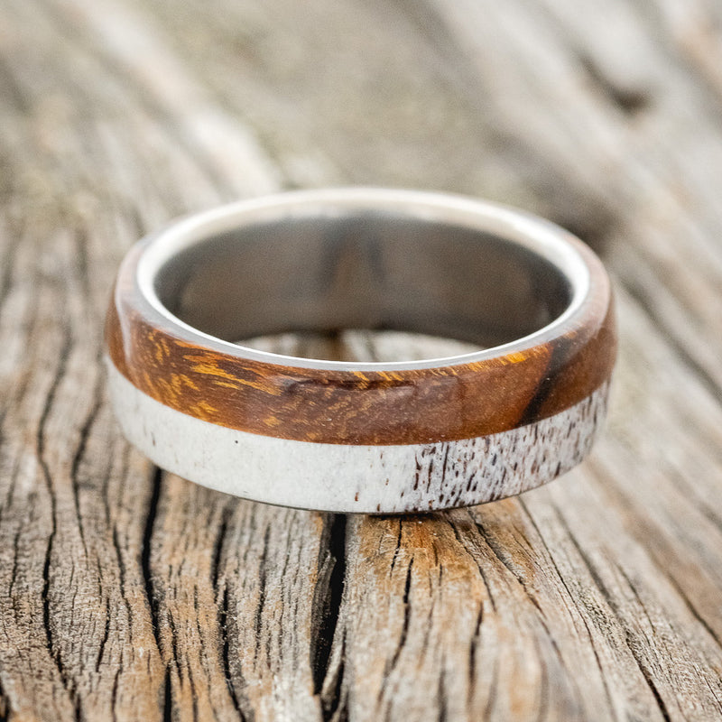 "ARLO" - ANTLER & IRONWOOD WEDDING BAND - READY TO SHIP-3