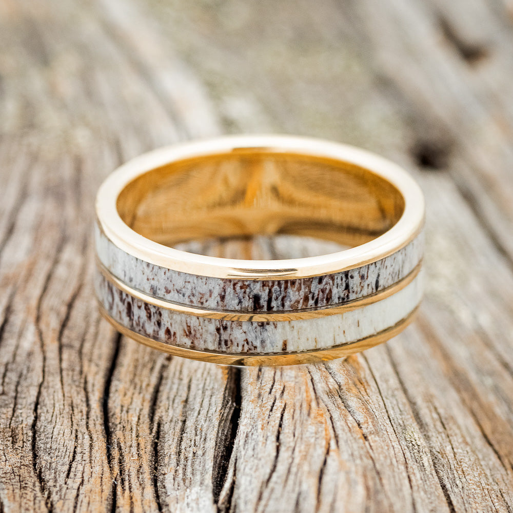 "DYAD" - ANTLER INLAY WEDDING BAND-12