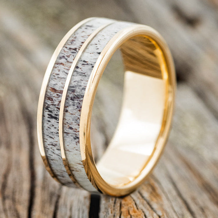 "DYAD" - ANTLER INLAY WEDDING BAND-10