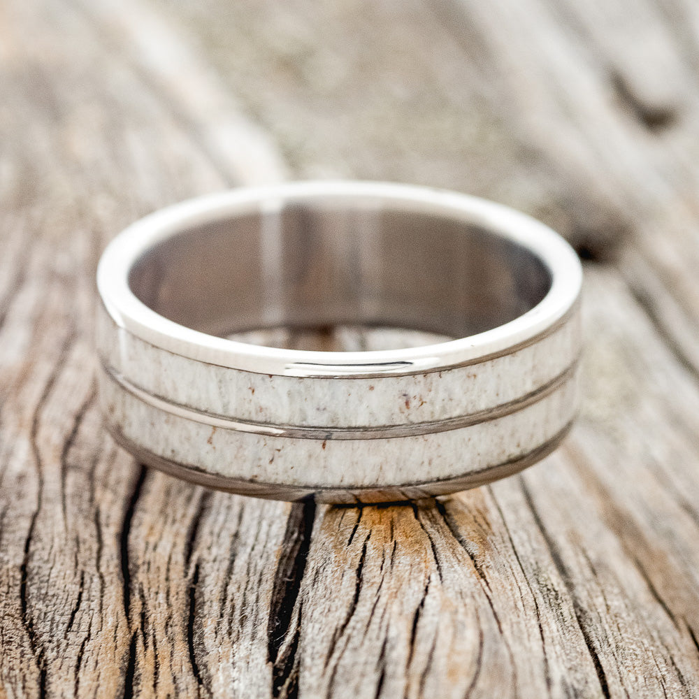 "DYAD" - ANTLER INLAY WEDDING BAND-3