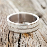 "DYAD" - ANTLER INLAY WEDDING BAND - READY TO SHIP-3