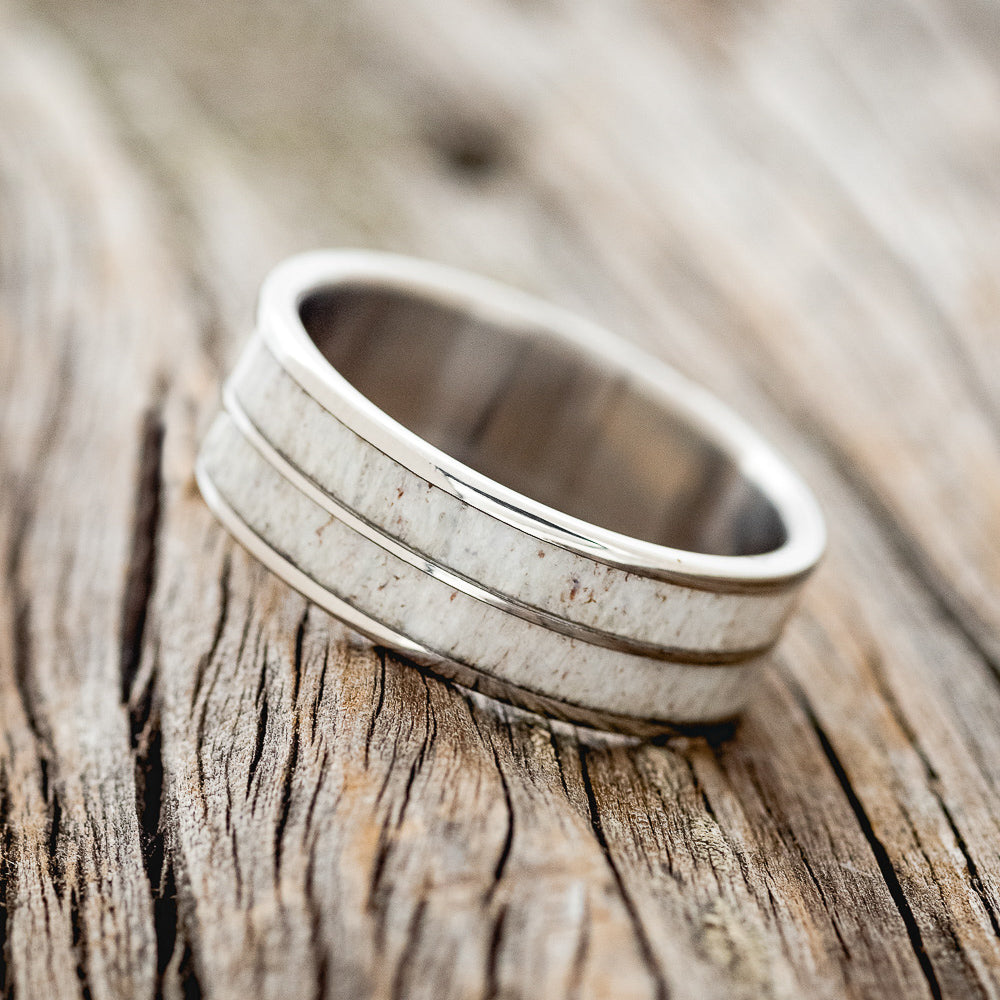 "DYAD" - ANTLER INLAY WEDDING BAND-2