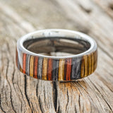 "HAVEN" - RED, GREY & BROWN DYED BIRCH WOOD WEDDING RING