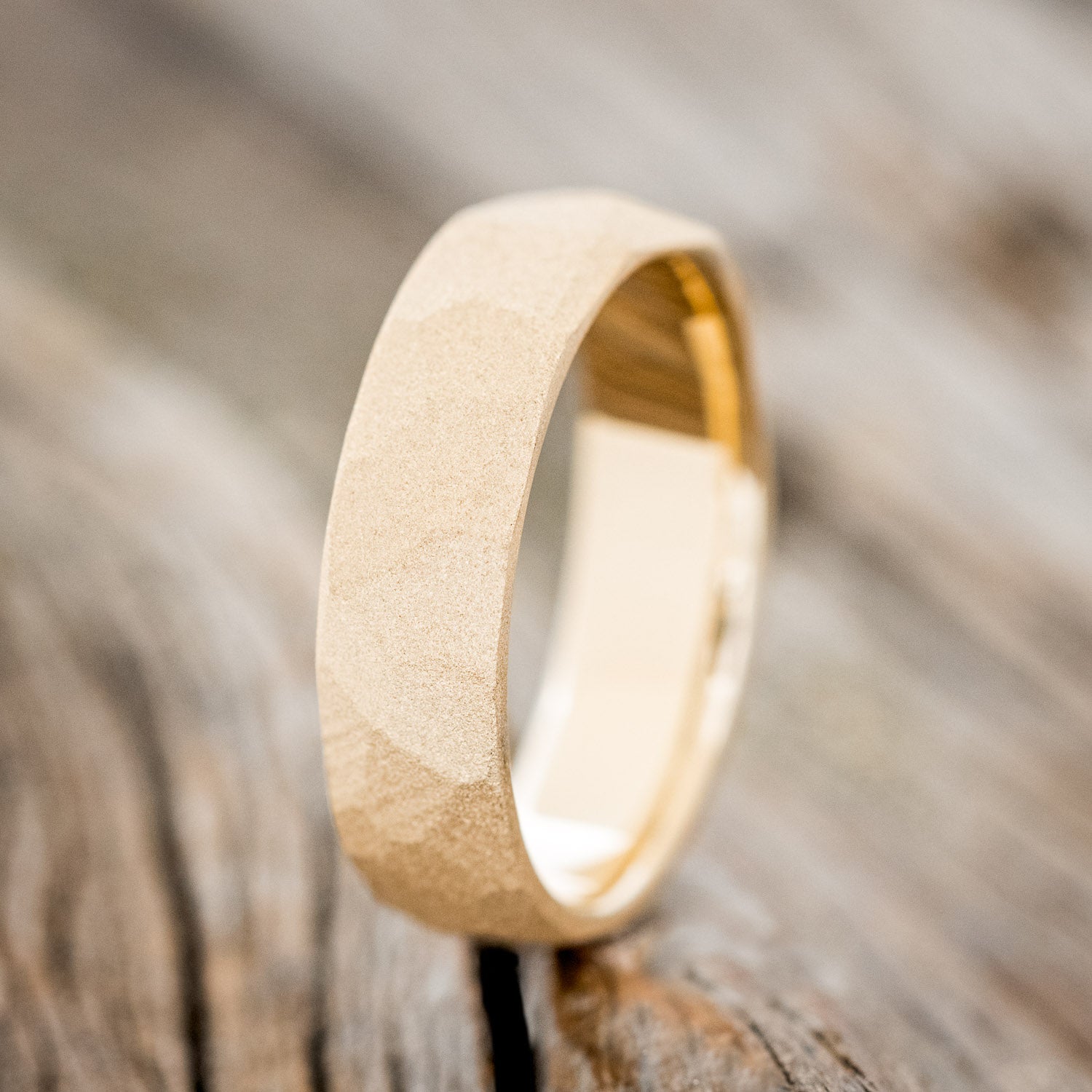 FACETED WEDDING RING WITH SANDBLASTED FINISH-4