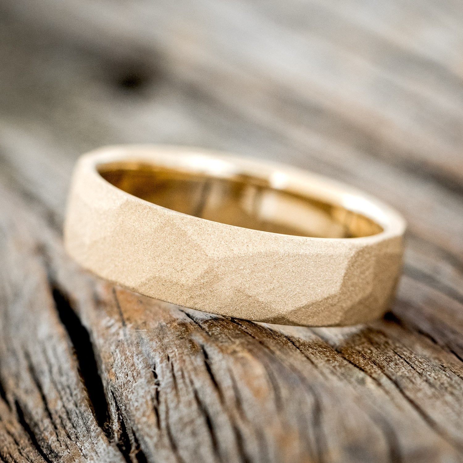 FACETED WEDDING RING WITH SANDBLASTED FINISH-5