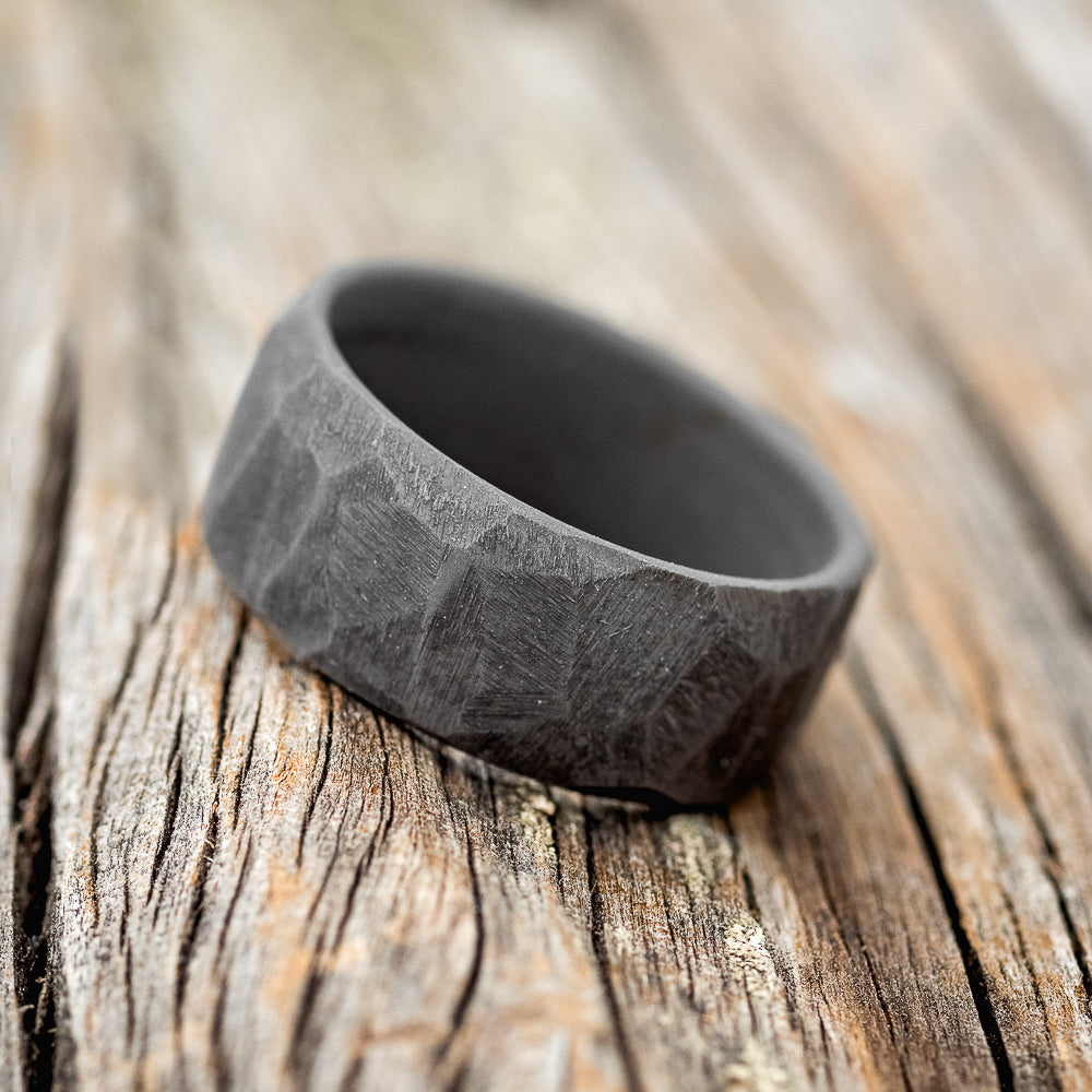 FACETED WEDDING RING WITH A SANDBLASTED FINISH - READY TO SHIP-5