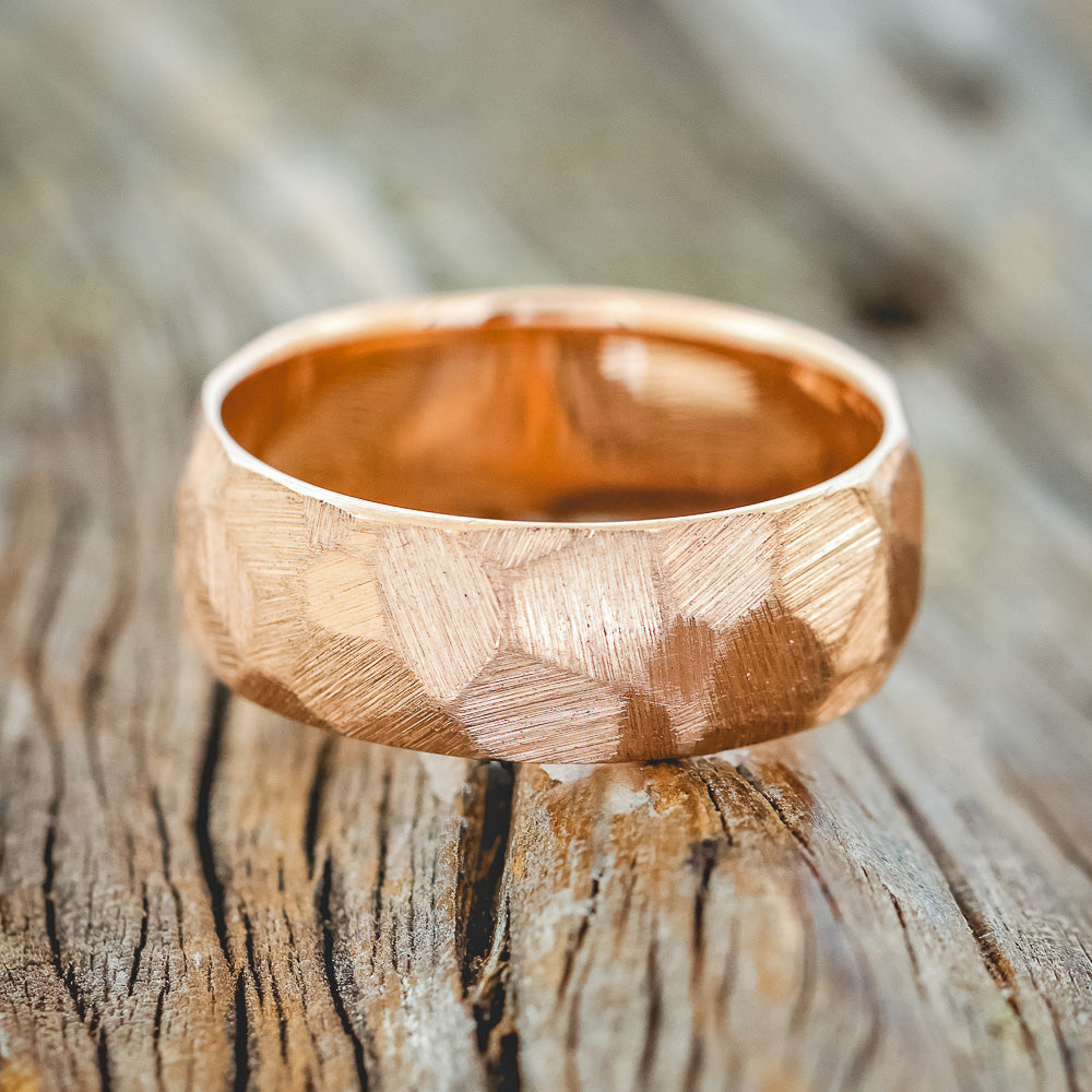 FACETED WEDDING RING WITH TEXTURED FINISH-10
