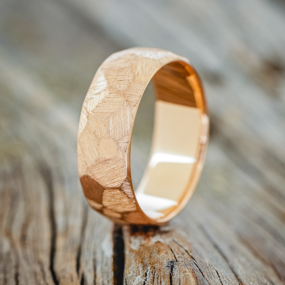 FACETED WEDDING RING WITH TEXTURED FINISH-8