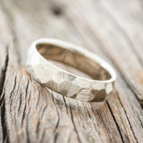 MATCHING SET OF FACETED WEDDING RINGS FEATURING TEXTURED 14K GOLD BANDS