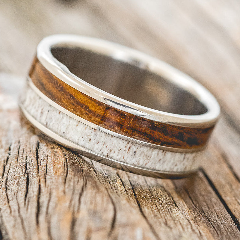 "DYAD" - IRONWOOD & ANTLER WEDDING BAND-2