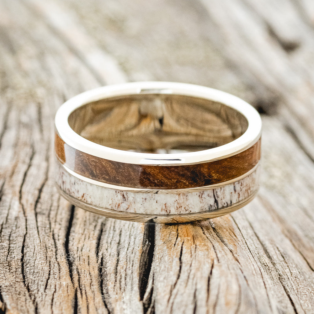 "DYAD" - IRONWOOD & ANTLER WEDDING BAND-6