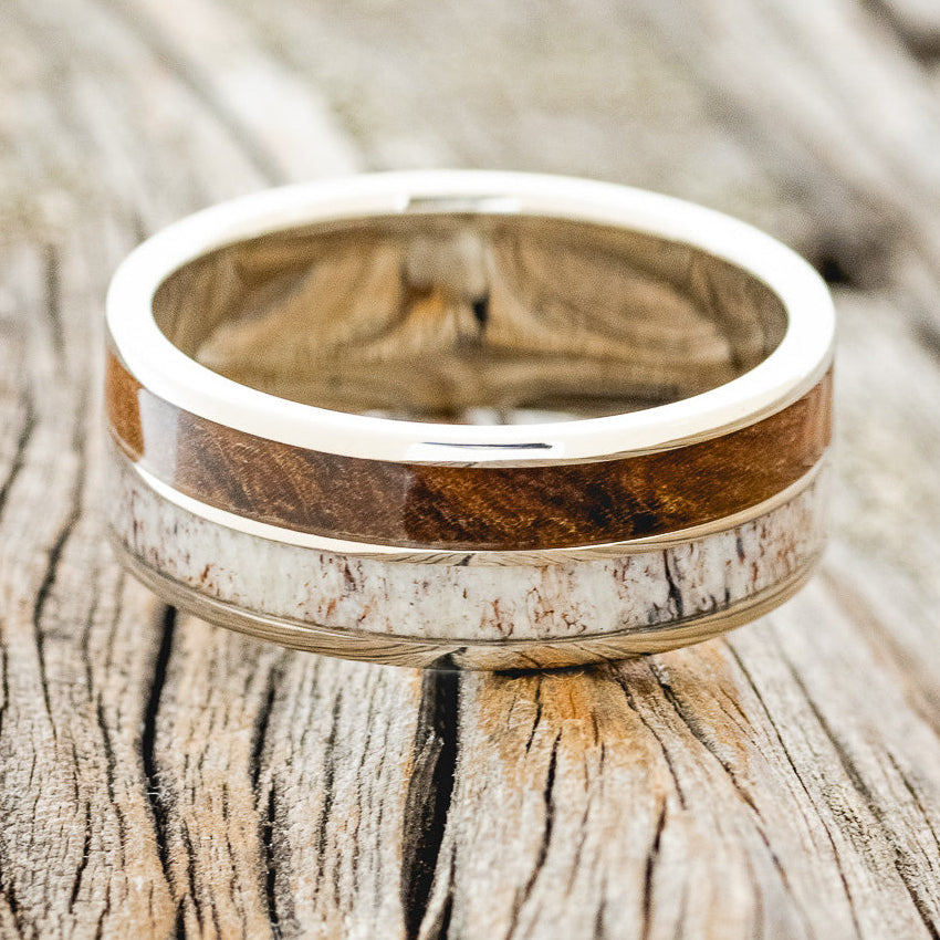 "DYAD" - IRONWOOD & ANTLER WEDDING BAND-6