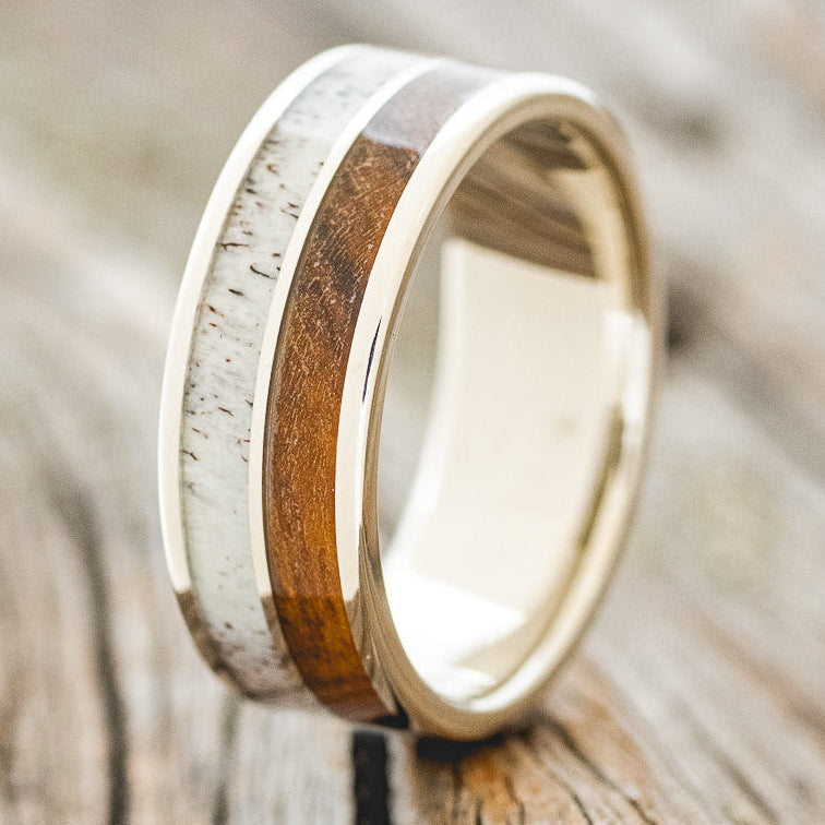 "DYAD" - IRONWOOD & ANTLER WEDDING BAND-4