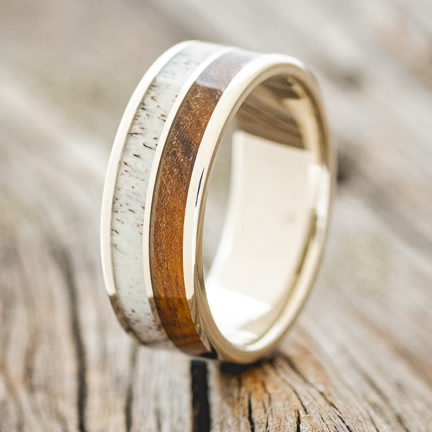 "DYAD" - IRONWOOD & ANTLER WEDDING BAND-4