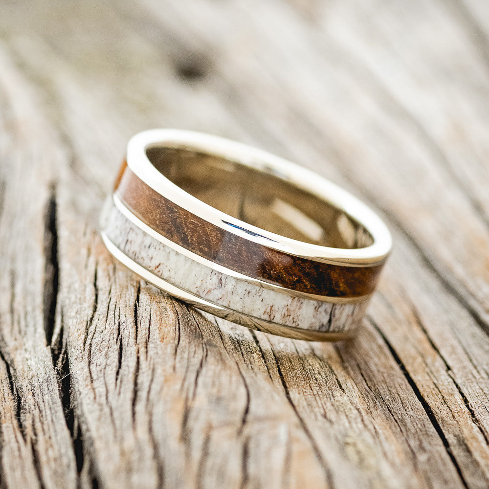 "DYAD" - IRONWOOD & ANTLER WEDDING BAND-5