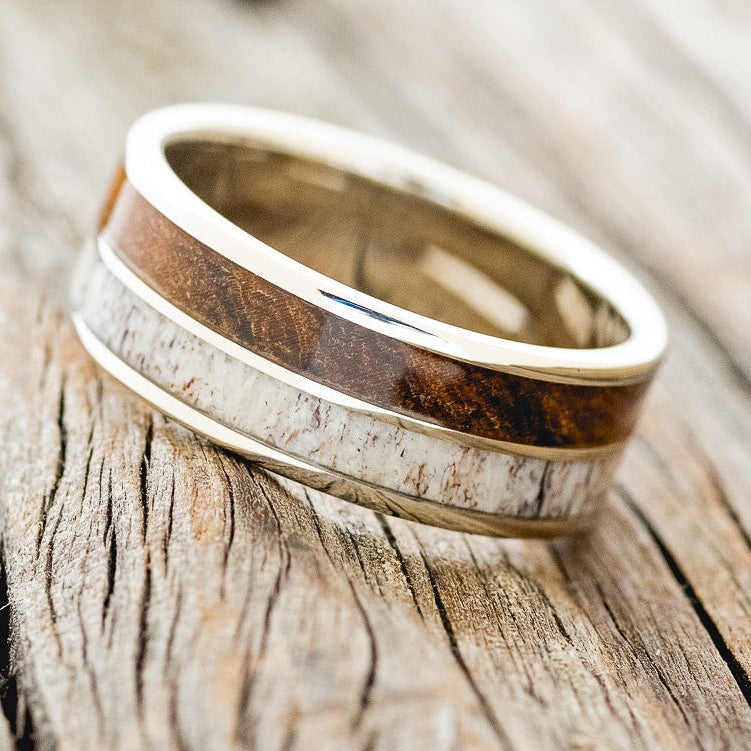 "DYAD" - IRONWOOD & ANTLER WEDDING BAND-5