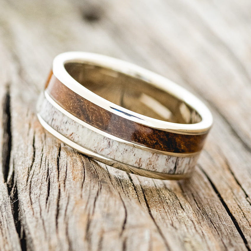 "DYAD" - IRONWOOD & ANTLER WEDDING BAND-5