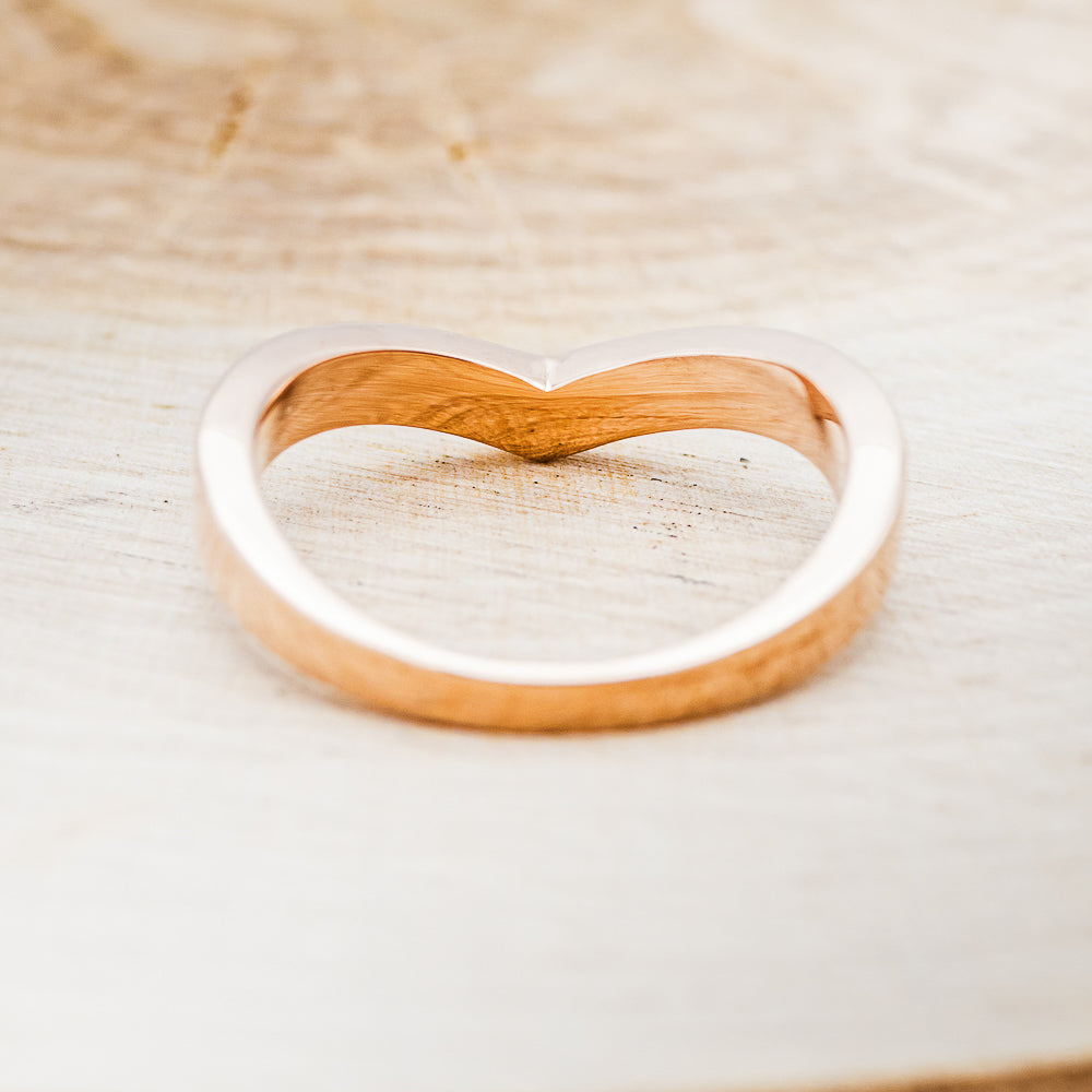 "KIDA" - V-SHAPE STACKING WEDDING BAND WITH TURQUOISE INLAY-11