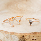 "JENNY FROM THE BLOCK" - TRIANGLE SALT & PEPPER DIAMOND ENGAGEMENT RING WITH TWO V-SHAPED DIAMOND TRACER