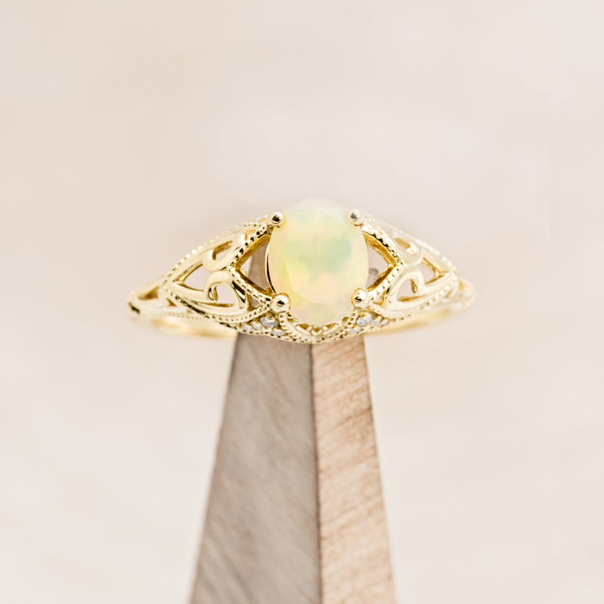 "RELICA" - OVAL WELO OPAL ENGAGEMENT RING WITH DIAMOND ACCENTS-13
