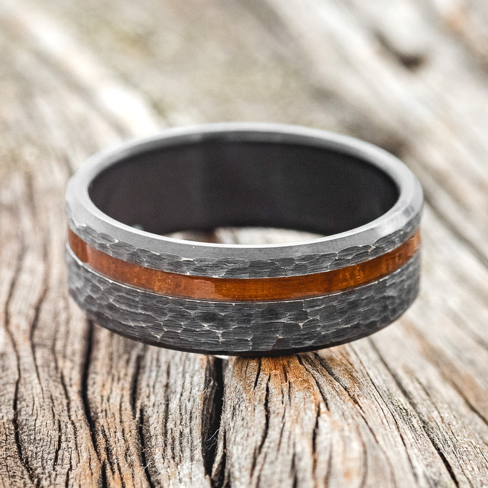 "VERTIGO" - IRONWOOD WEDDING BAND WITH HAMMERED FINISH-9