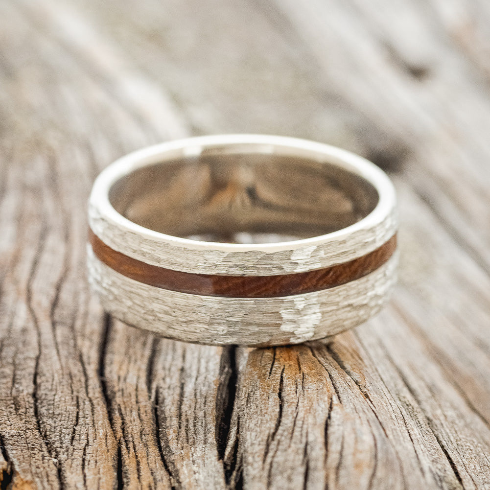 "VERTIGO" - IRONWOOD WEDDING BAND WITH HAMMERED FINISH-6