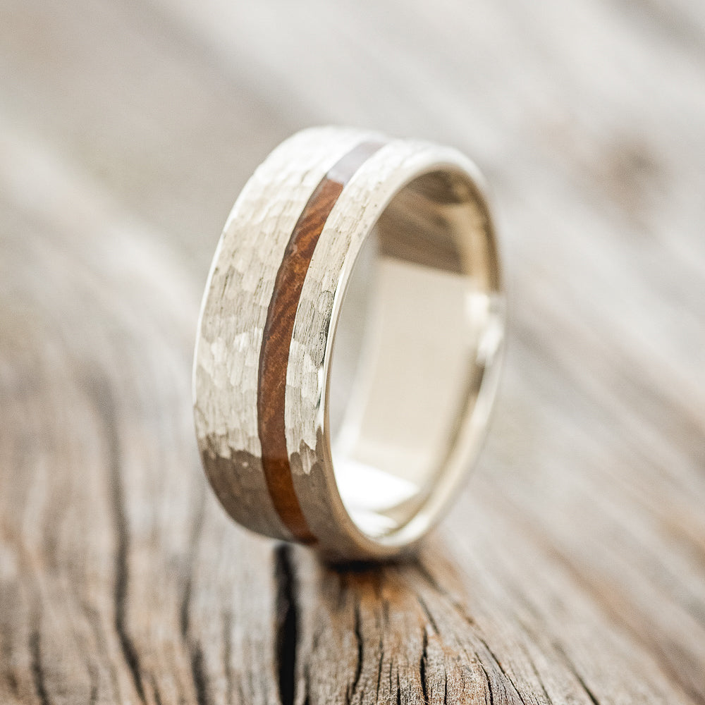 "VERTIGO" - IRONWOOD WEDDING BAND WITH HAMMERED FINISH-4