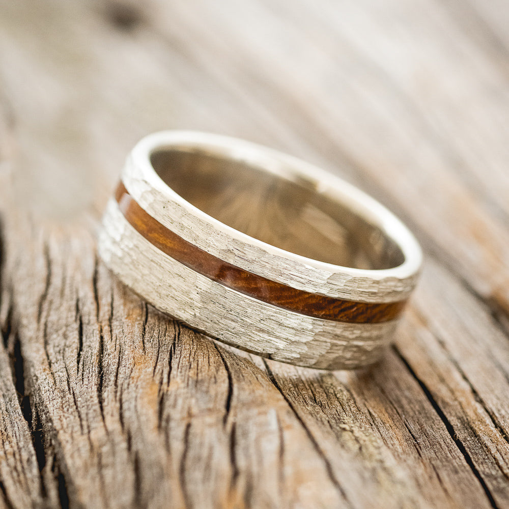"VERTIGO" - IRONWOOD WEDDING BAND WITH HAMMERED FINISH-5
