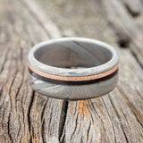 "CASTOR" - IRONWOOD & HAMMERED 14K GOLD INLAY WEDDING RING-3