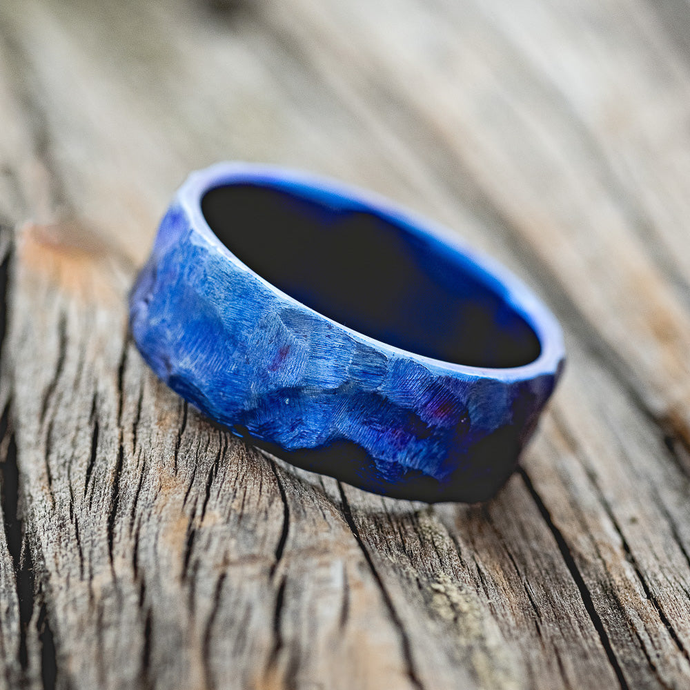 FIRE-TREATED & SEASCAPED TITANIUM RING-2