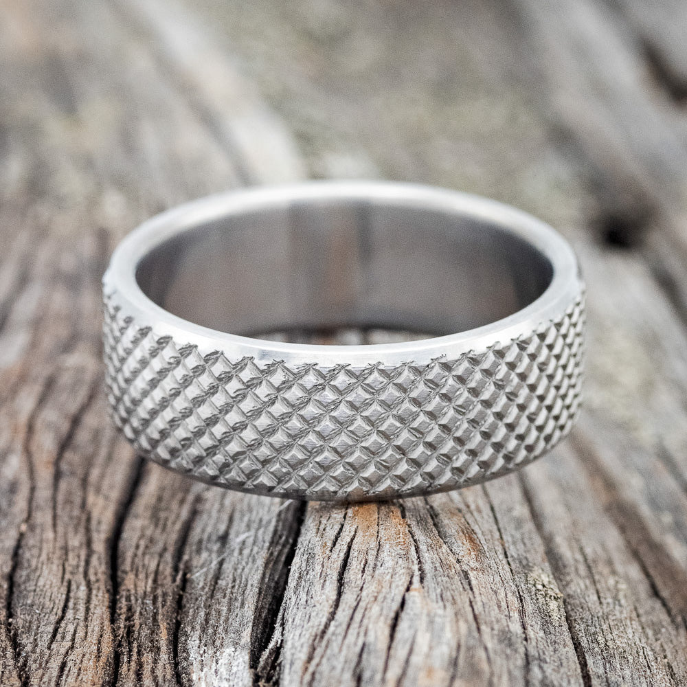 SOLID METAL WEDDING BAND WITH KNURLED FINISH-4