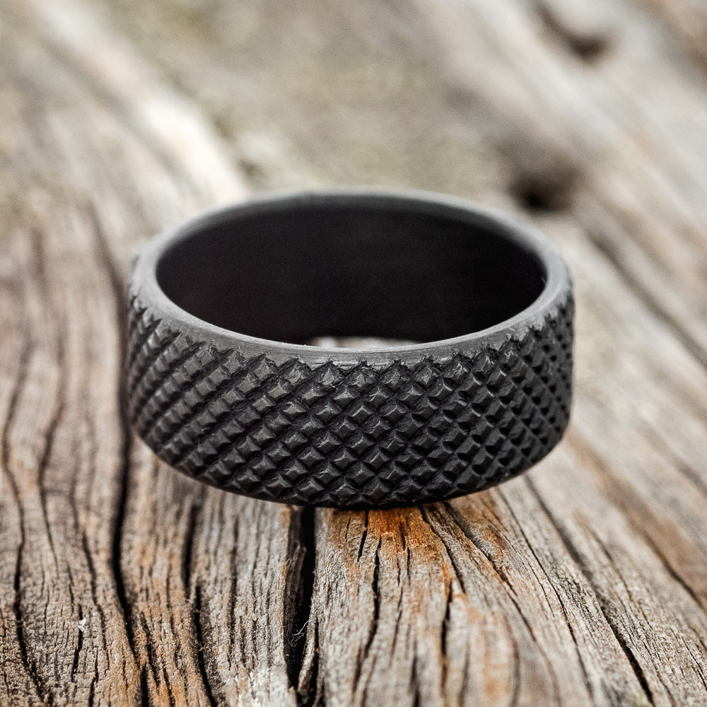 SOLID METAL WEDDING BAND WITH KNURLED FINISH - READY TO SHIP-7