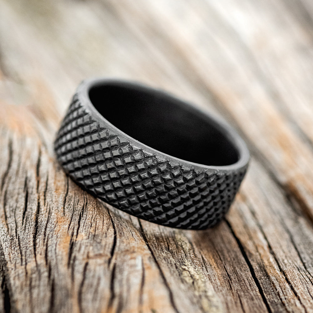 SOLID METAL WEDDING BAND WITH KNURLED FINISH-9