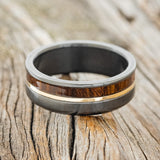 "TANNER" - IRONWOOD & 14K GOLD INLAY WEDDING RING-3