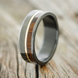 "TANNER" - IRONWOOD & 14K GOLD INLAY WEDDING RING-1