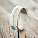 "TANNER" - TURQUOISE & ANTLER WEDDING RING - READY TO SHIP-1