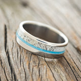 "TANNER" - TURQUOISE & ANTLER WEDDING RING - READY TO SHIP-2