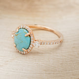 "KB" - OVAL TURQUOISE ENGAGEMENT RING WITH DIAMOND HALO & ACCENTS - EXPEDITED-3